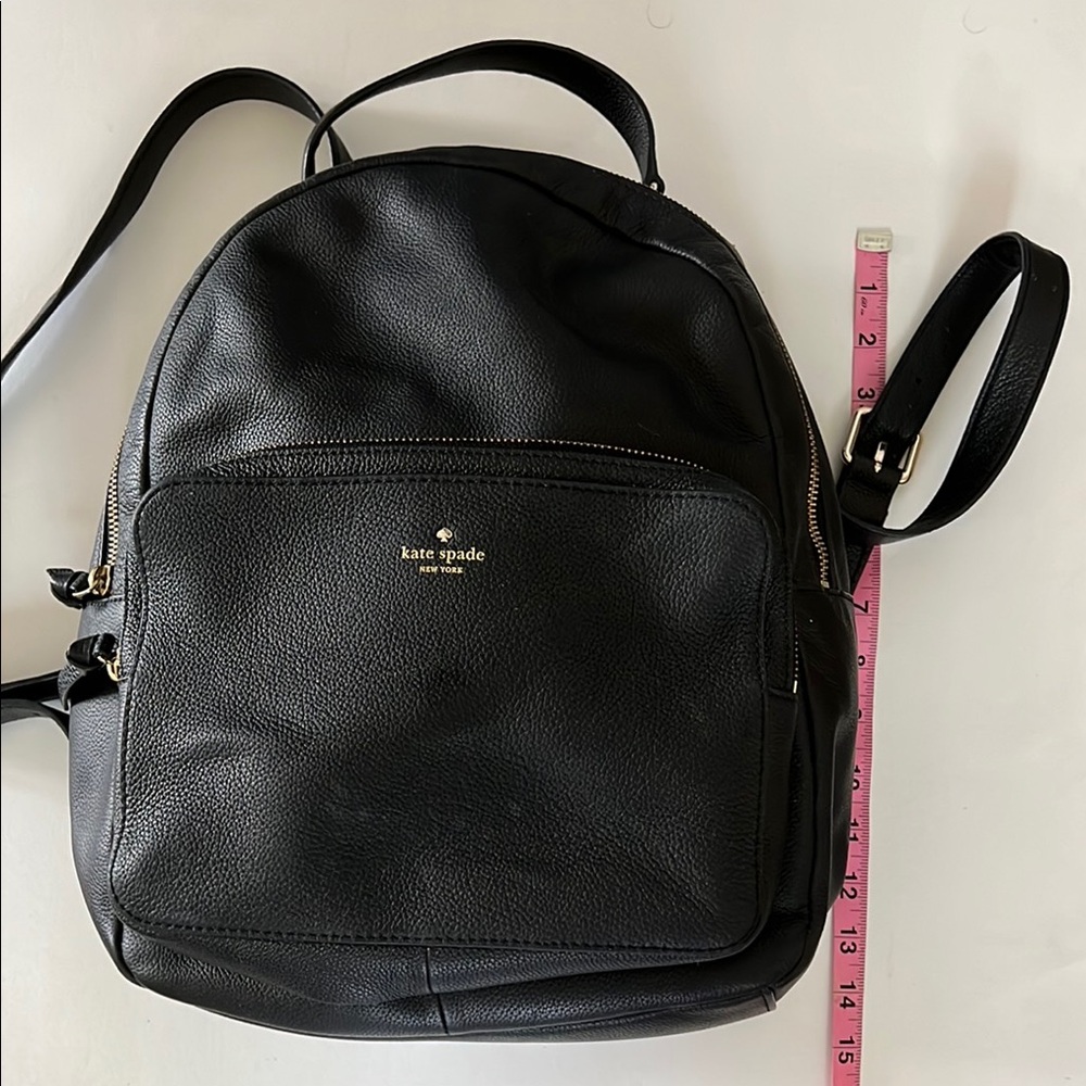 Kate Spade Black Larchmont Backpack with Gold Details